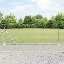 vidaXL gelast draadhek met betonnen voetstuk 10 x 0,4 m zilver Mesh