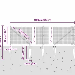 vidaXL gelast draadhek met grondpennen 10 x 0,4 m PVC-gecoate Staal
