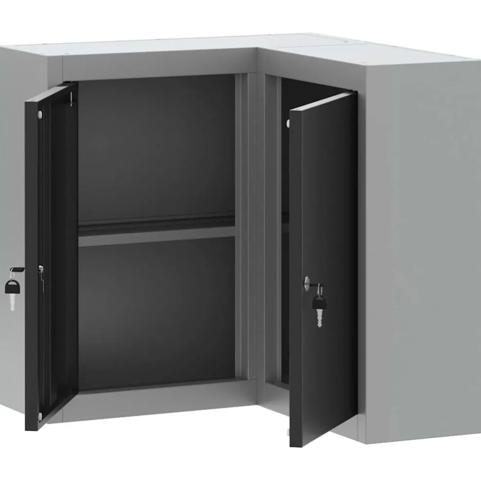 vidaXL Gereedschapskast met plank Zwart en Grijs 55 x 55 x 55 cm Staal