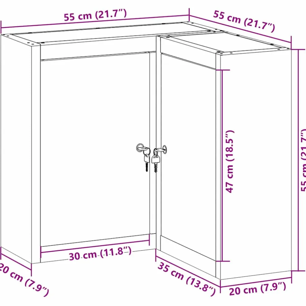 vidaXL Gereedschapskast met plank Zwart en Grijs 55 x 55 x 55 cm Staal