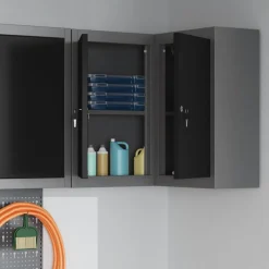 vidaXL Gereedschapskast met plank Zwart en Grijs 55 x 55 x 55 cm Staal