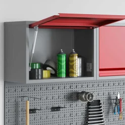 vidaXL Gereedschapskast met opslag Rood en Grijs 50 x 25 x 35 cm Staal