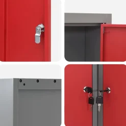 vidaXL Gereedschapskast met plank Rood en Grijs 55 x 55 x 55 cm Staal