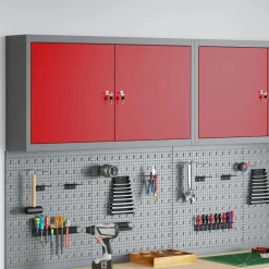 vidaXL Gereedschapskast met plank Rood en Grijs 100 x 20 x 55 cm Staal