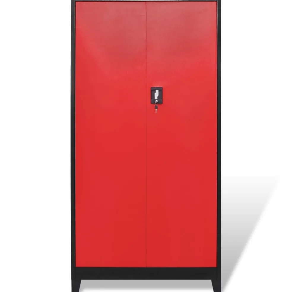 vidaXL Gereedschapskast met kist 90x40x180 cm staal rood en zwart