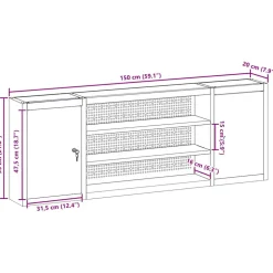 vidaXL Gereedschapskast met plank Rood en Grijs 150 x 20 x 55 cm Staal