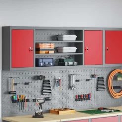 vidaXL Gereedschapskast met plank Rood en Grijs 150 x 20 x 55 cm Staal