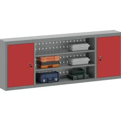 vidaXL Gereedschapskast met plank Rood en Grijs 150 x 20 x 55 cm Staal