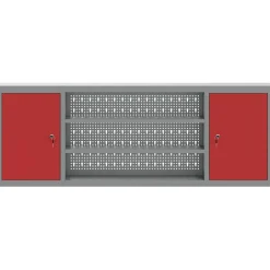 vidaXL Gereedschapskast met plank Rood en Grijs 150 x 20 x 55 cm Staal