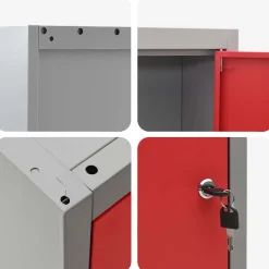vidaXL Gereedschapskast met plank Rood en Grijs 50 x 20 x 55 cm Staal