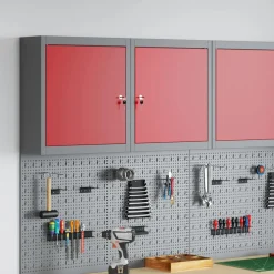 vidaXL Gereedschapskast met plank Rood en Grijs 50 x 20 x 55 cm Staal
