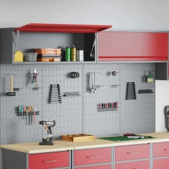 vidaXL Gereedschapskast set met plank 6 st Rood Gepoedercoat staal