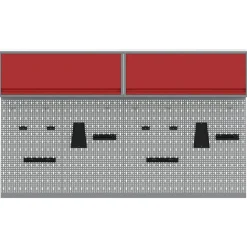 vidaXL Gereedschapskast set met plank 6 st Rood Gepoedercoat staal