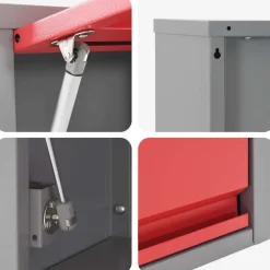 vidaXL Gereedschapskast set met plank 6 st Rood Gepoedercoat staal