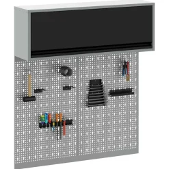 vidaXL Gereedschapskast set met plank 3 st Zwart Gepoedercoat staal