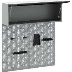 vidaXL Gereedschapskast set met plank 3 st Zwart Gepoedercoat staal