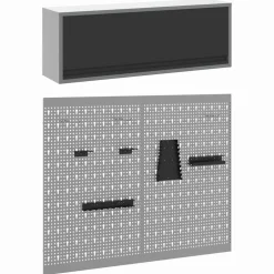 vidaXL Gereedschapskast set met plank 3 st Zwart Gepoedercoat staal