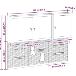 vidaXL Gereedschapskast set met plank 5 st Rood Gepoedercoat staal