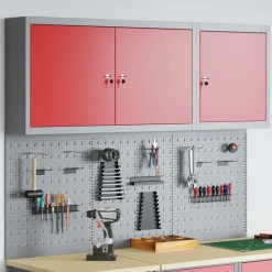 vidaXL Gereedschapskast set met plank 5 st Rood Gepoedercoat staal