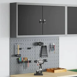 vidaXL Gereedschapskast set met plank 3 st Zwart Gepoedercoat staal