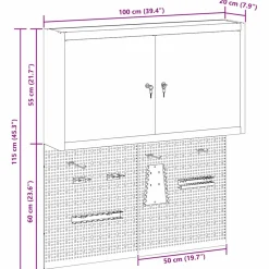 vidaXL Gereedschapskast set met plank 3 st Zwart Gepoedercoat staal