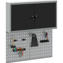 vidaXL Gereedschapskast set met plank 3 st Zwart Gepoedercoat staal