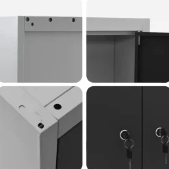 vidaXL Gereedschapskast set met plank 3 st Zwart Gepoedercoat staal