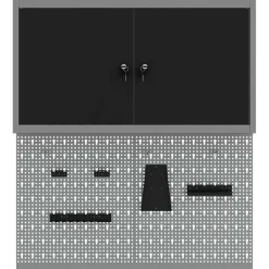 vidaXL Gereedschapskast set met plank 3 st Zwart Gepoedercoat staal