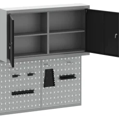 vidaXL Gereedschapskast set met plank 3 st Zwart Gepoedercoat staal
