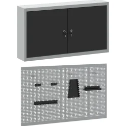 vidaXL Gereedschapskast set met plank 3 st Zwart Gepoedercoat staal
