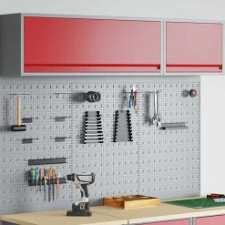 vidaXL Gereedschapskast set met plank 5 st Rood Gepoedercoat staal
