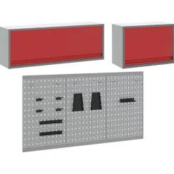vidaXL Gereedschapskast set met plank 5 st Rood Gepoedercoat staal