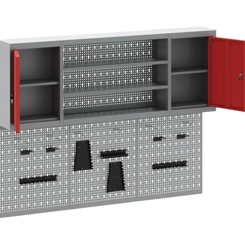 vidaXL Gereedschapskast set met plank 6 st Rood Gepoedercoat staal
