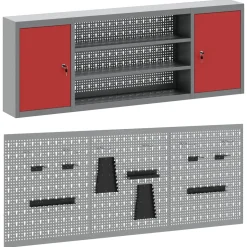 vidaXL Gereedschapskast set met plank 6 st Rood Gepoedercoat staal