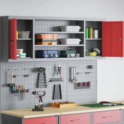 vidaXL Gereedschapskast set met plank 6 st Rood Gepoedercoat staal