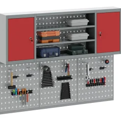 vidaXL Gereedschapskast set met plank 6 st Rood Gepoedercoat staal