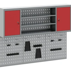 vidaXL Gereedschapskast set met plank 6 st Rood Gepoedercoat staal