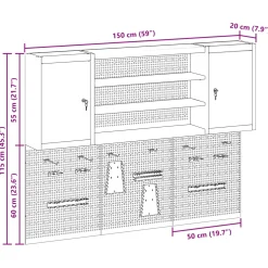 vidaXL Gereedschapskast set met plank 4 st Rood Gepoedercoat staal