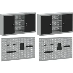 vidaXL Gereedschapskast set met plank 4 st Zwart Gepoedercoat staal