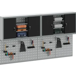 vidaXL Gereedschapskast set met plank 4 st Zwart Gepoedercoat staal