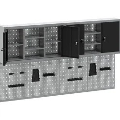 vidaXL Gereedschapskast set met plank 4 st Zwart Gepoedercoat staal