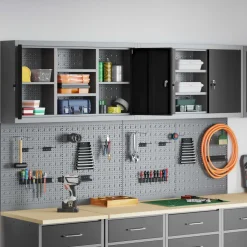 vidaXL Gereedschapskast set met plank 4 st Zwart Gepoedercoat staal