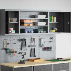 vidaXL Gereedschapskast set met plank 6 st Zwart Gepoedercoat staal