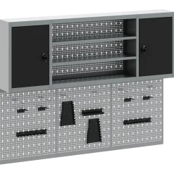 vidaXL Gereedschapskast set met plank 6 st Rood Gepoedercoat staal