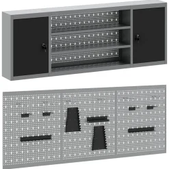 vidaXL Gereedschapskast set met plank 6 st Rood Gepoedercoat staal
