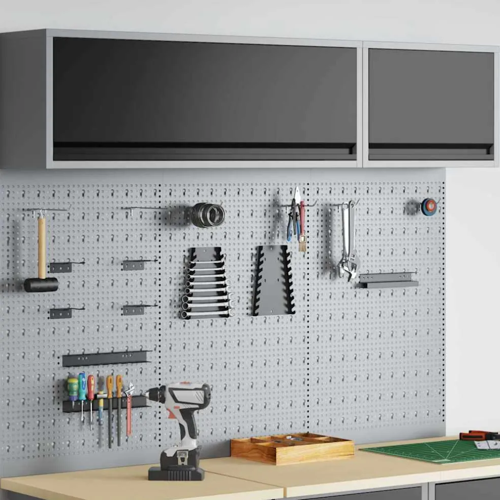 vidaXL Gereedschapskast set met plank 5 st Zwart Gepoedercoat staal