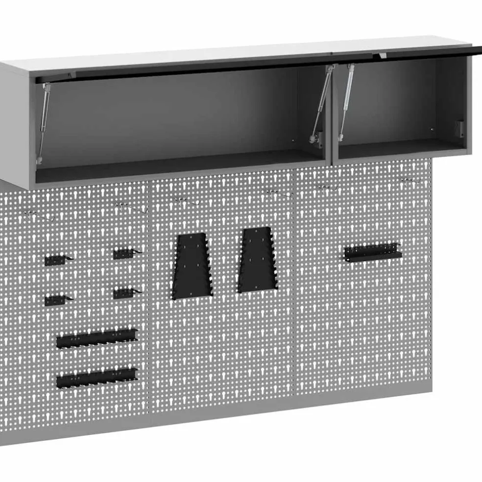 vidaXL Gereedschapskast set met plank 5 st Zwart Gepoedercoat staal