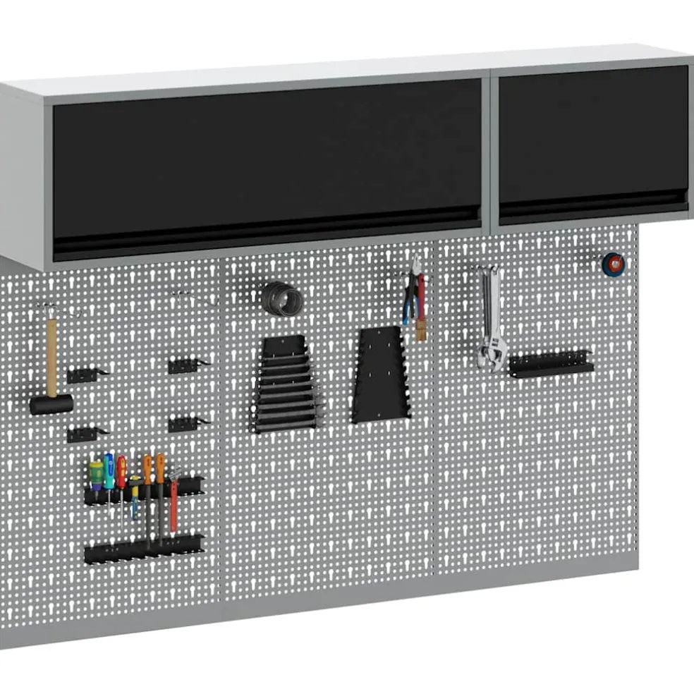 vidaXL Gereedschapskast set met plank 5 st Zwart Gepoedercoat staal
