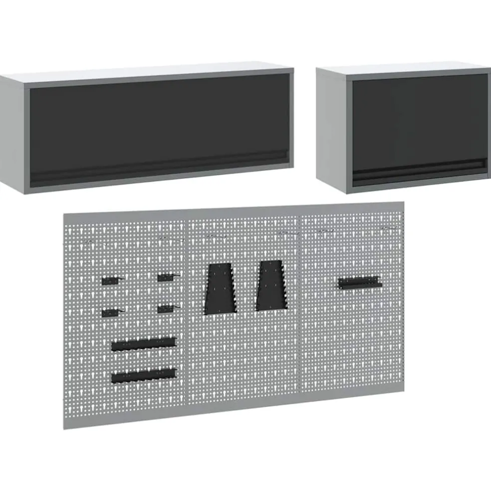 vidaXL Gereedschapskast set met plank 5 st Zwart Gepoedercoat staal