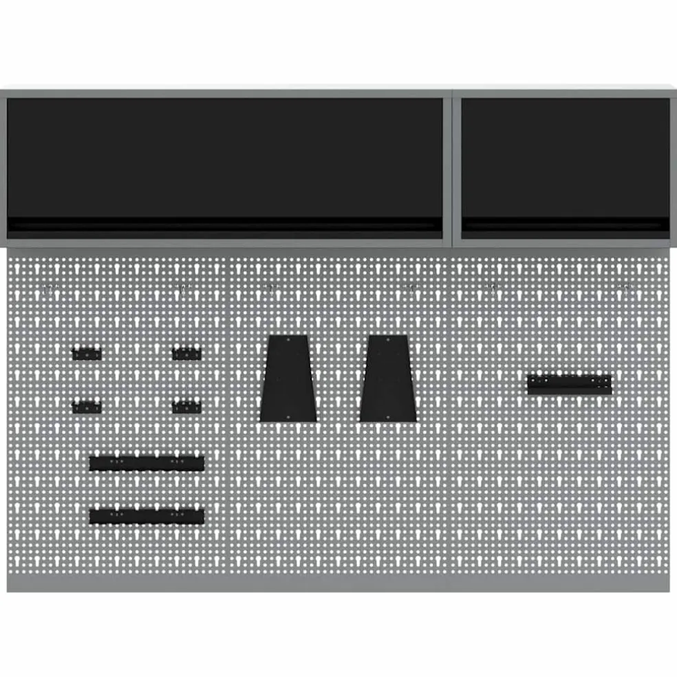 vidaXL Gereedschapskast set met plank 5 st Zwart Gepoedercoat staal
